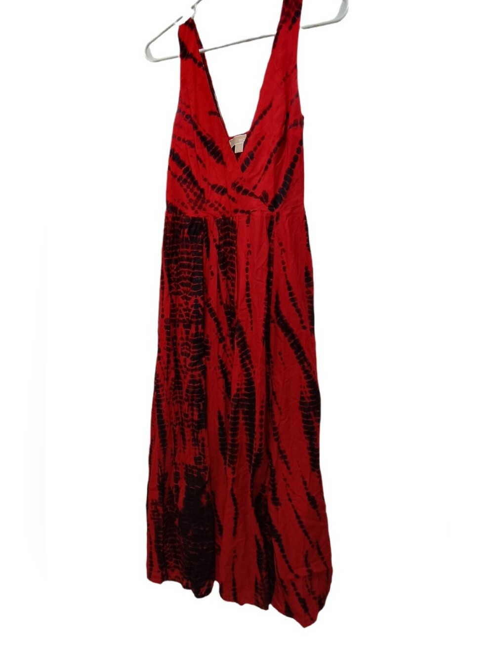 Michael Kors Red and Black Sleeveless V-Neck Maxi Dress